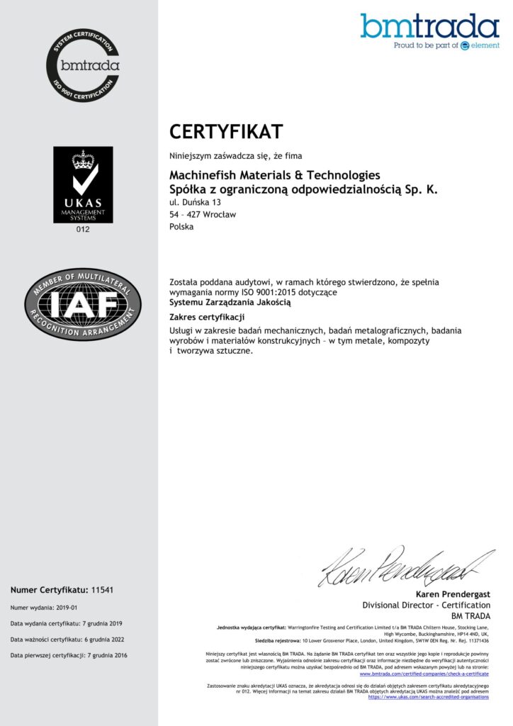 Certyfikat bmtrada ISO 9001:2015